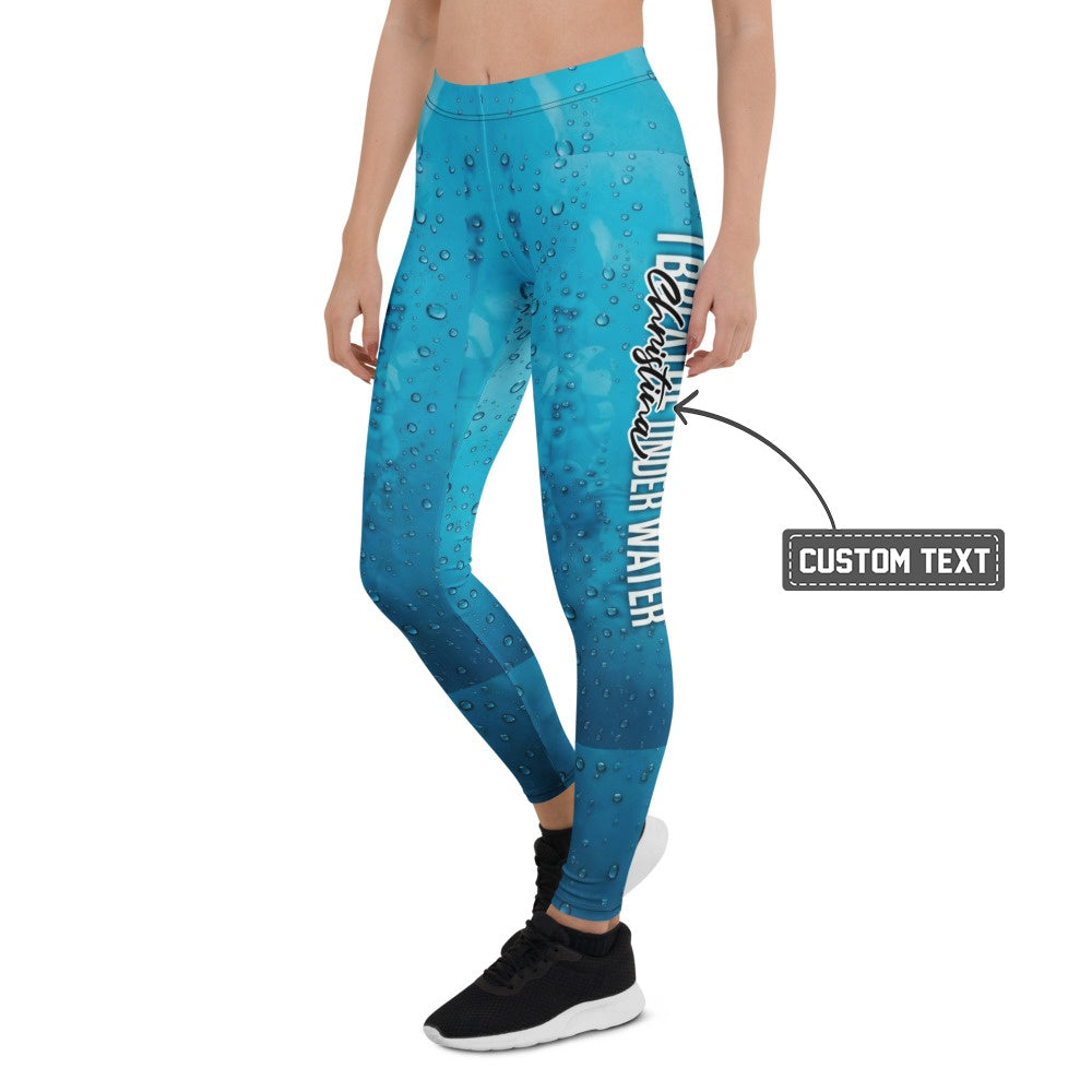 Personalisierte Damen Sportleggings Wassertropfen Design Blau Fitness Yoga Leggings U754 - XL