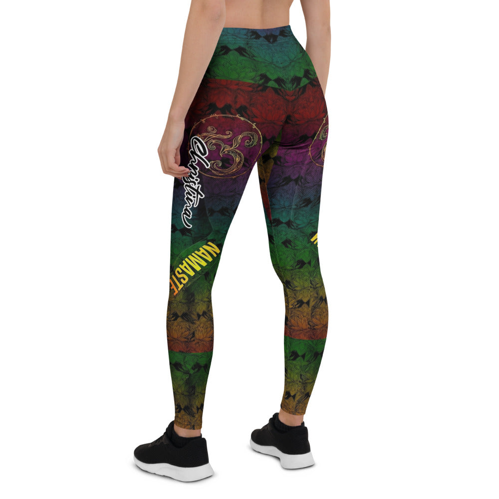 Personalisierte Damen Sportleggings Mandala Design Mehrfarbig Fitness Yoga Leggings I582