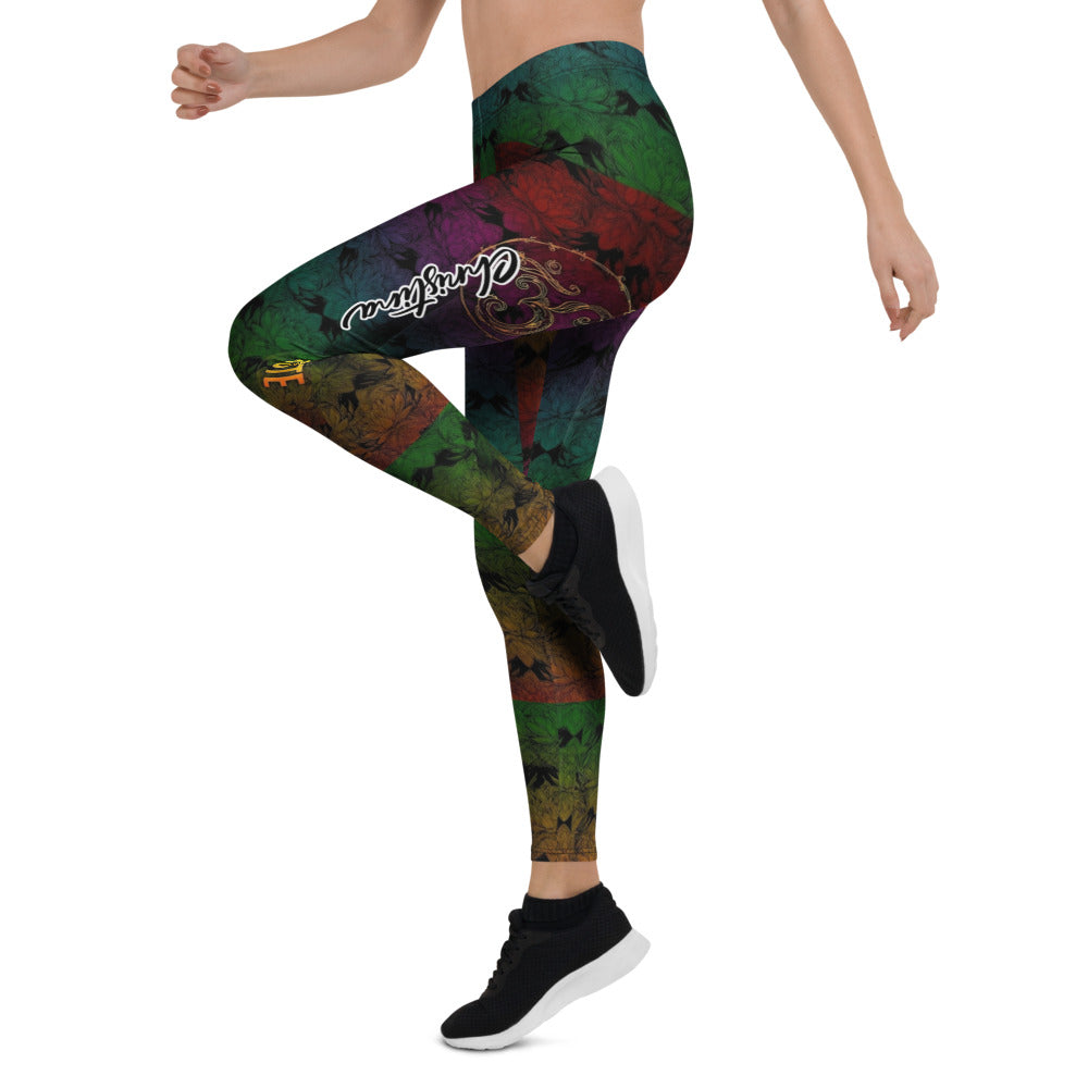 Personalisierte Damen Sportleggings Mandala Design Mehrfarbig Fitness Yoga Leggings I582