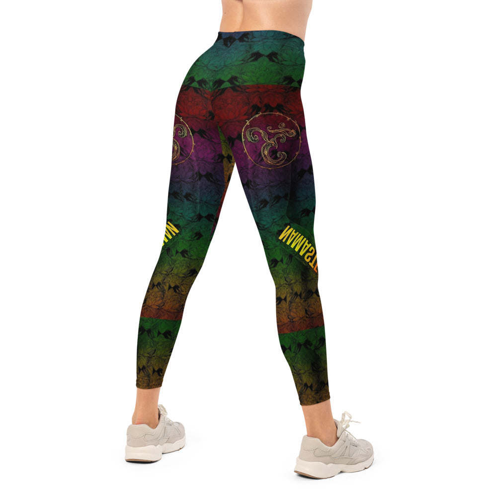 Personalisierte Damen Sportleggings Mandala Design Mehrfarbig Fitness Yoga Leggings I582