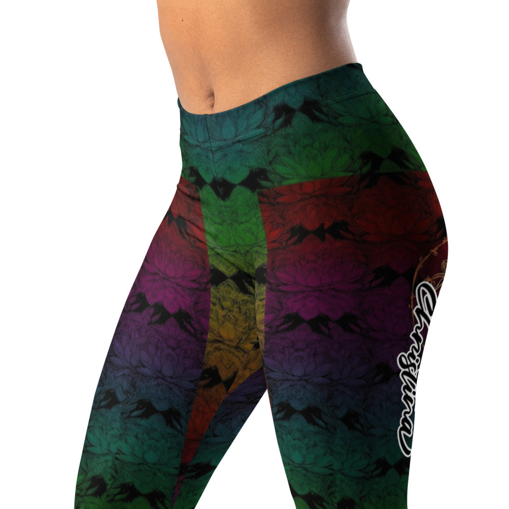 Personalisierte Damen Sportleggings Mandala Design Mehrfarbig Fitness Yoga Leggings I582