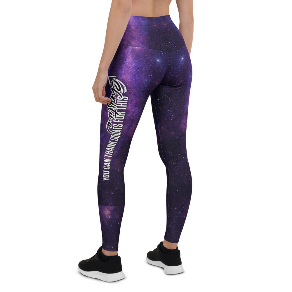Personalisierte Damen Sportleggings Galaxie Design Lila Schwarz Fitness Leggings Weltraum Print Yoga Hose C351
