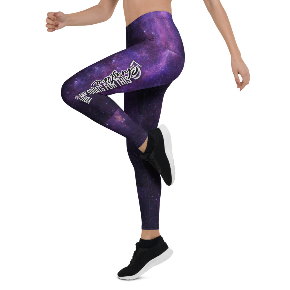 Personalisierte Damen Sportleggings Galaxie Design Lila Schwarz Fitness Leggings Weltraum Print Yoga Hose C351