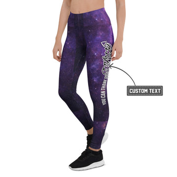 Personalisierte Damen Sportleggings Galaxie Design Lila Schwarz Fitness Leggings Weltraum Print Yoga Hose C351 - XL