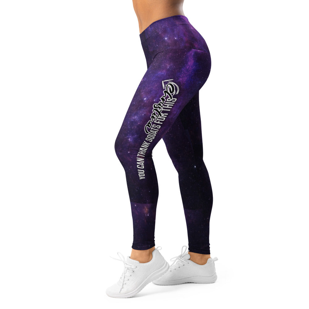 Personalisierte Damen Sportleggings Galaxie Design Lila Schwarz Fitness Leggings Weltraum Print Yoga Hose C351