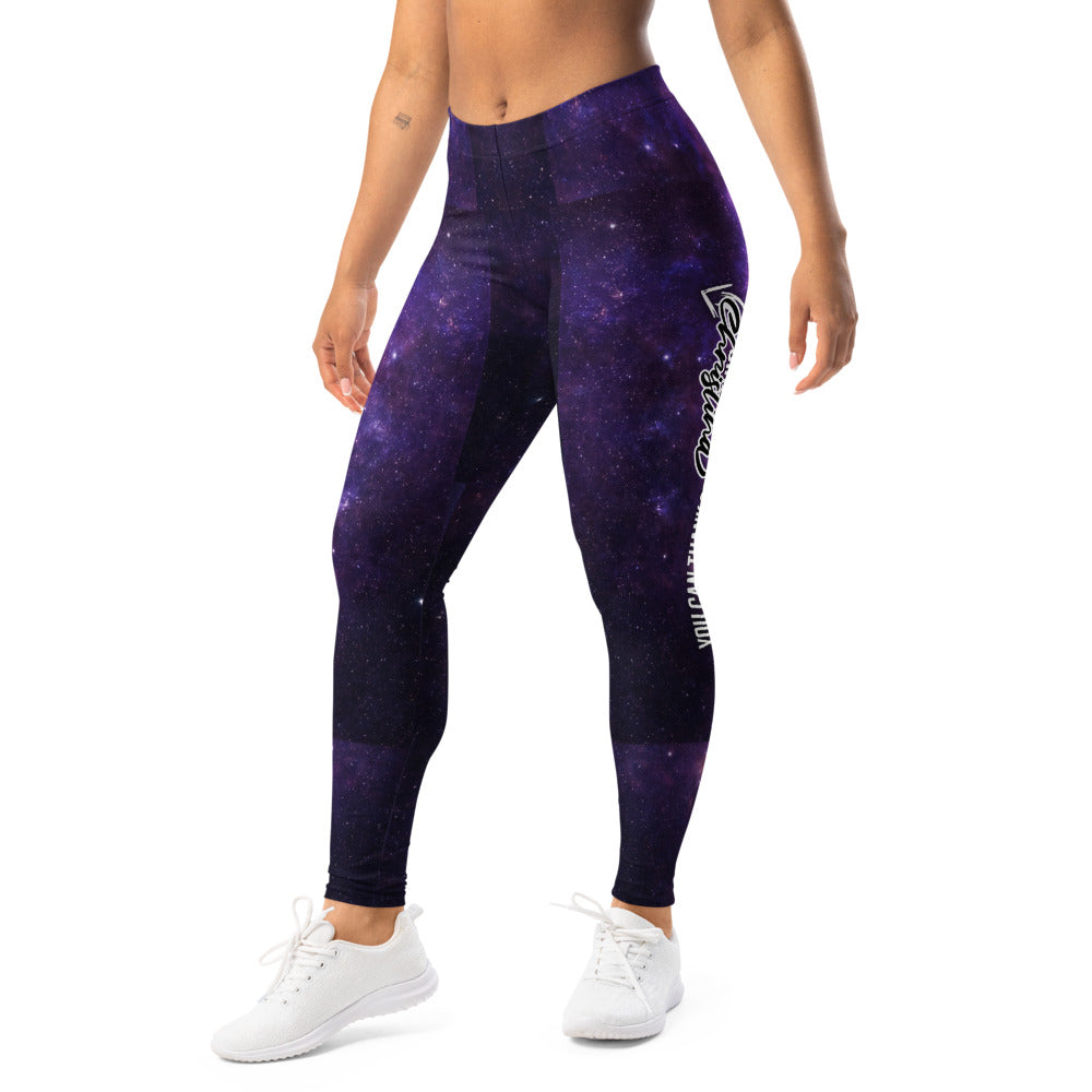 Personalisierte Damen Sportleggings Galaxie Design Lila Schwarz Fitness Leggings Weltraum Print Yoga Hose C351