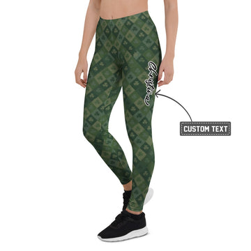 Personalisierte Damen Sportleggings Kleeblatt Karomuster Grün St. Patrick's Day Fitness Yoga Leggings V112 - XL