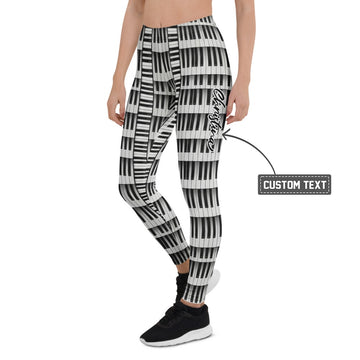 Personalisierte Damen Sportleggings Klavier Muster Schwarz Weiß Piano Design Yoga Leggings B747 - XL