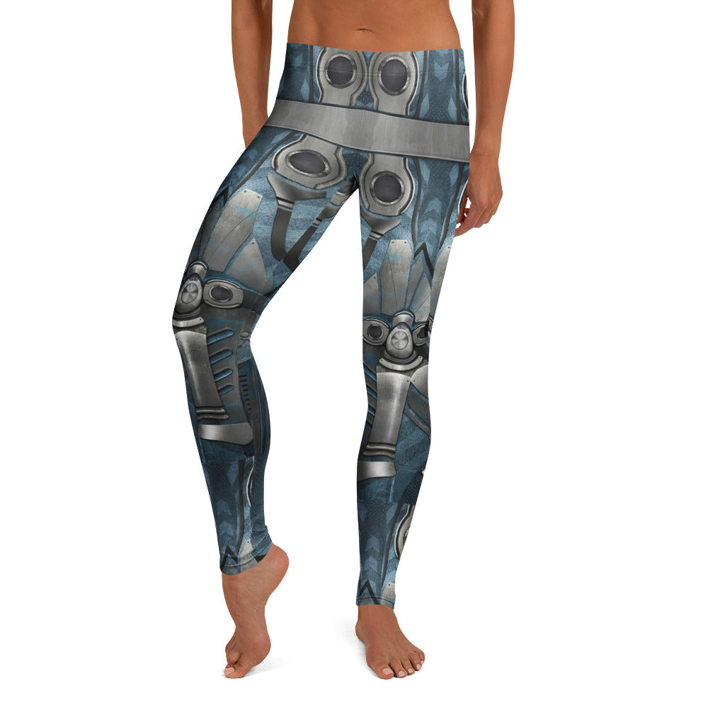 Personalisierte Damen Sportleggings Sci-Fi Rüstung Blau Grau Fitness Leggings Cyborg Design Z512