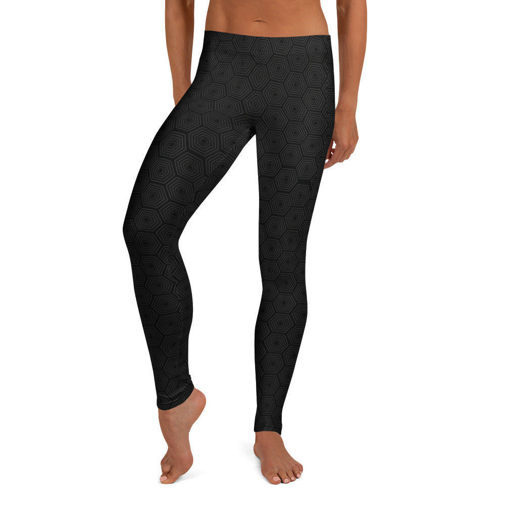 Personalisierte Sportleggings Damen Schwarz Geometrisches Wabenmuster Fitness Leggings Yoga Hose Y183