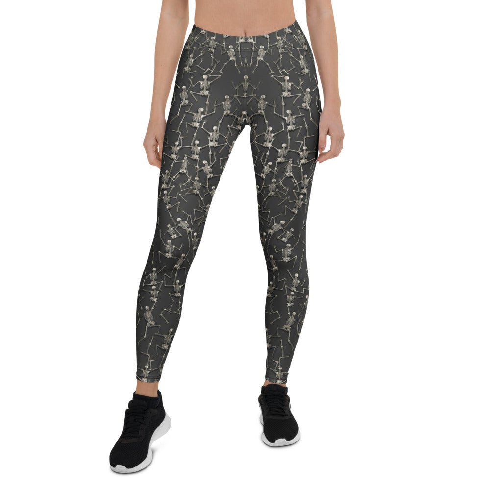 Personalisierte Damen Sportleggings Skelett Design Schwarz Fitness Yoga Leggings Skelett-Muster C566