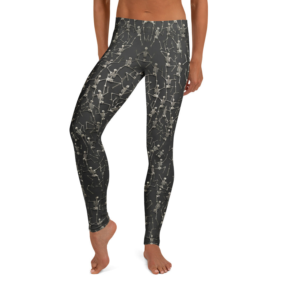 Personalisierte Damen Sportleggings Skelett Design Schwarz Fitness Yoga Leggings Skelett-Muster C566
