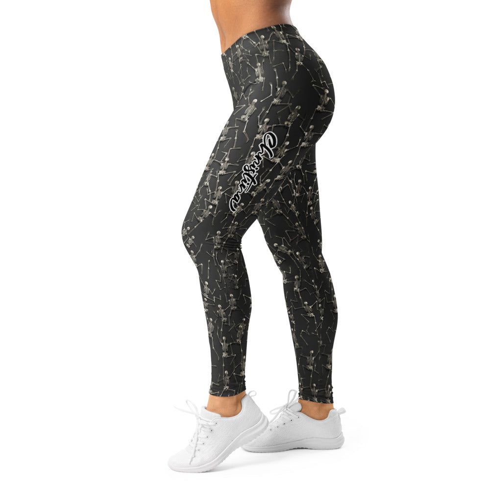 Personalisierte Damen Sportleggings Skelett Design Schwarz Fitness Yoga Leggings Skelett-Muster C566