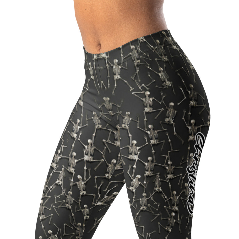 Personalisierte Damen Sportleggings Skelett Design Schwarz Fitness Yoga Leggings Skelett-Muster C566