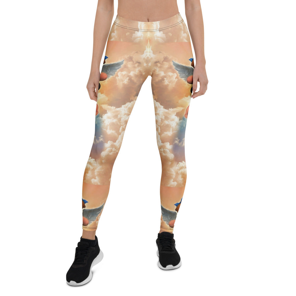 Personalisierte Damen Sportleggings Engel & Wolken Design Renaissance Print Fitness Yoga Leggings M806