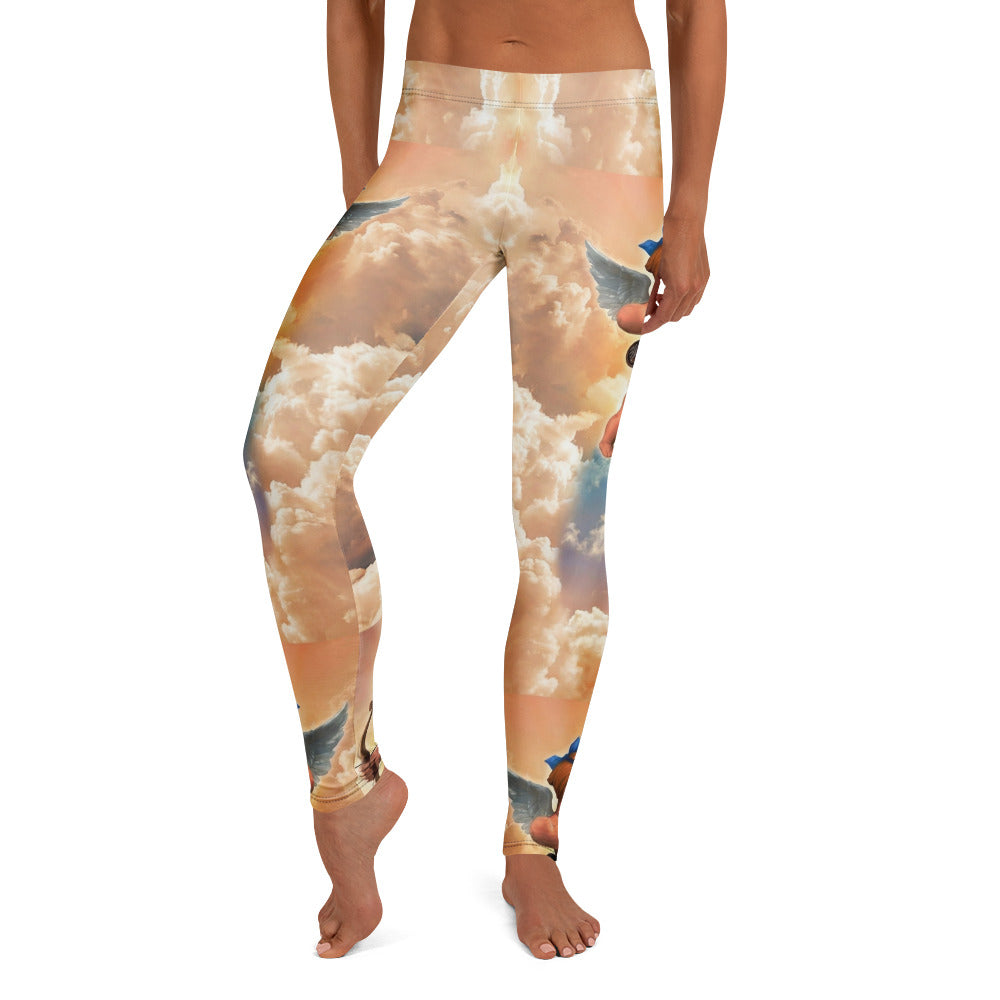 Personalisierte Damen Sportleggings Engel & Wolken Design Renaissance Print Fitness Yoga Leggings M806
