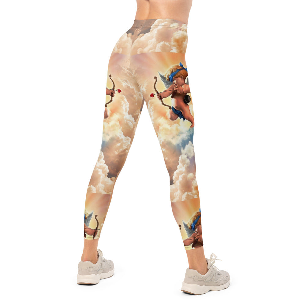 Personalisierte Damen Sportleggings Engel & Wolken Design Renaissance Print Fitness Yoga Leggings M806