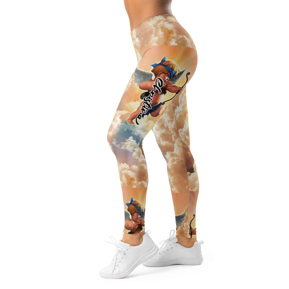 Personalisierte Damen Sportleggings Engel & Wolken Design Renaissance Print Fitness Yoga Leggings M806