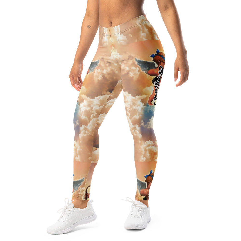 Personalisierte Damen Sportleggings Engel & Wolken Design Renaissance Print Fitness Yoga Leggings M806