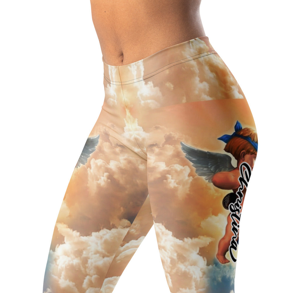 Personalisierte Damen Sportleggings Engel & Wolken Design Renaissance Print Fitness Yoga Leggings M806