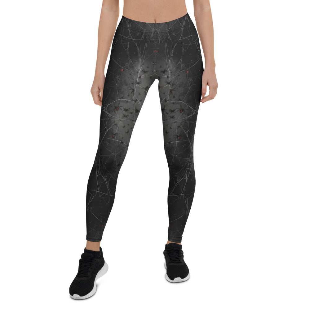 Personalisierte Sportleggings Damen Spinnennetz Design Schwarz Fitness Leggings P285