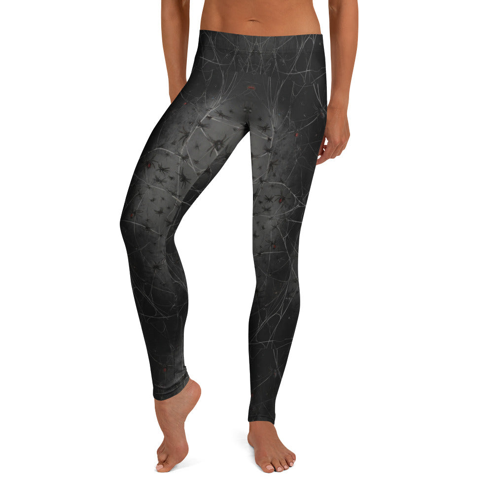 Personalisierte Sportleggings Damen Spinnennetz Design Schwarz Fitness Leggings P285