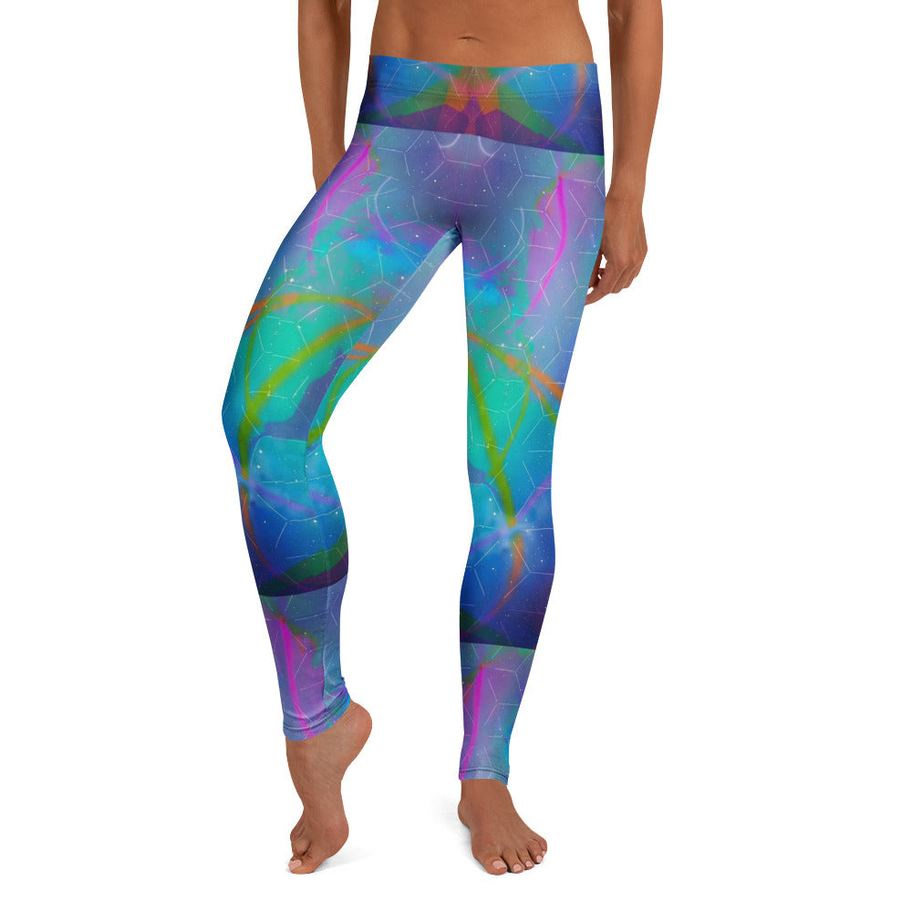 Personalisierte Damen Sportleggings Abstraktes Muster Blau Türkis Bunt Yoga Leggings Fitnesshose Geometrisches Design Q179