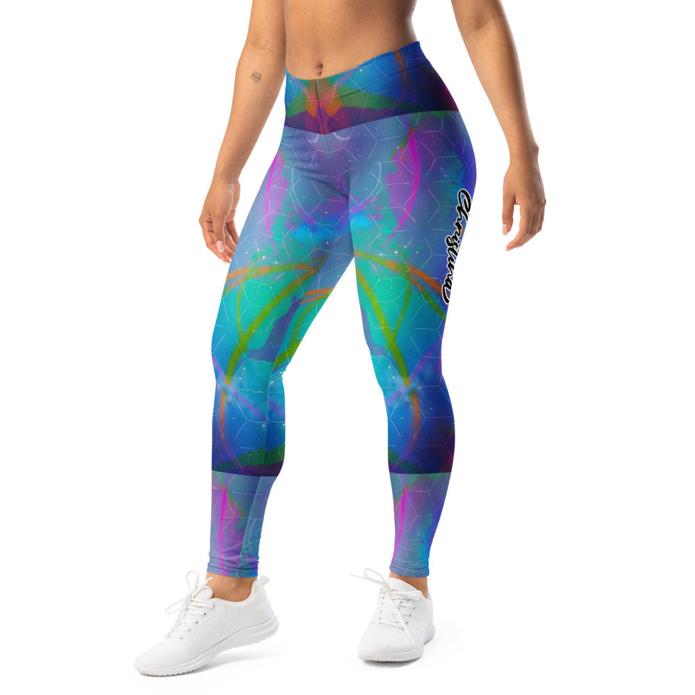 Personalisierte Damen Sportleggings Abstraktes Muster Blau Türkis Bunt Yoga Leggings Fitnesshose Geometrisches Design Q179