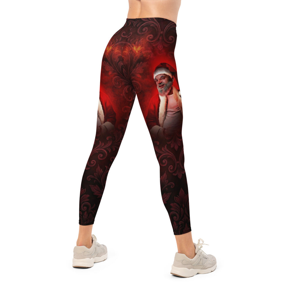 Personalisierte Damen Sportleggings Weihnachten Barock Muster Dunkelrot Schwarz Fitness Yoga Leggings O263