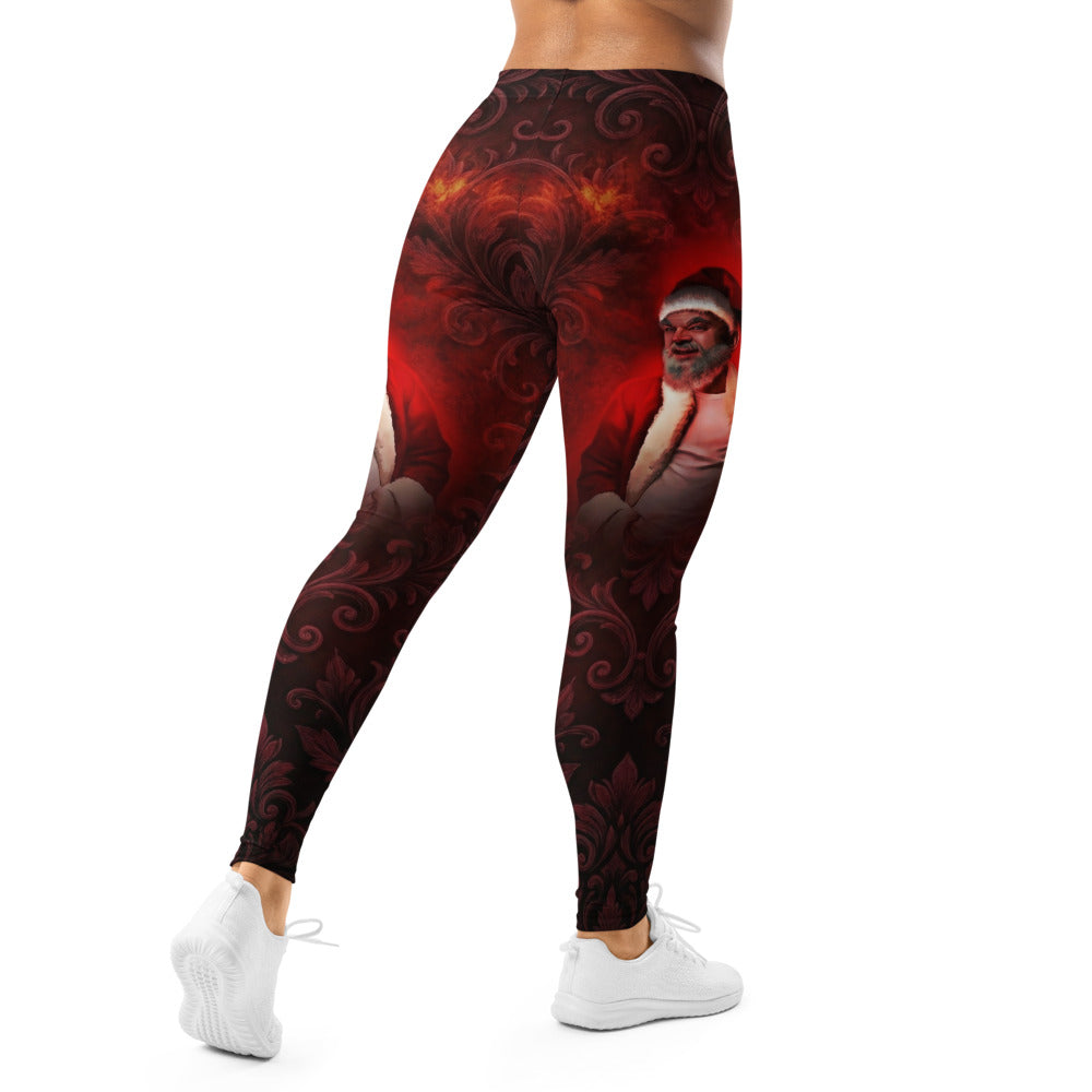 Personalisierte Damen Sportleggings Weihnachten Barock Muster Dunkelrot Schwarz Fitness Yoga Leggings O263