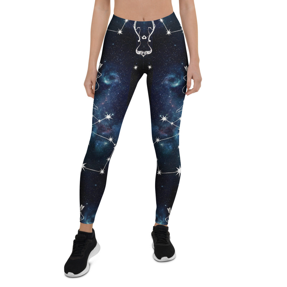 Personalisierte Damen Sportleggings Galaxie & Sternbilder Design Dunkelblau Fitness Yoga Leggings F607