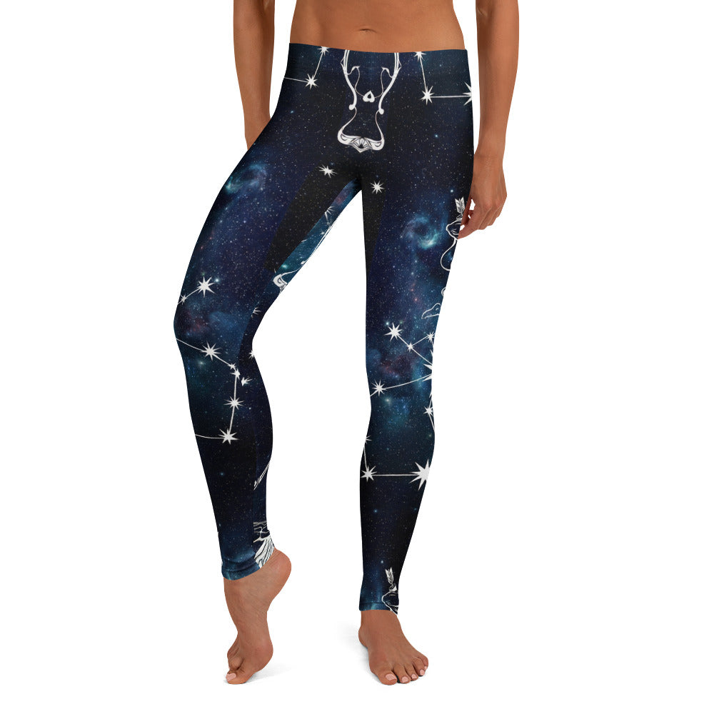 Personalisierte Damen Sportleggings Galaxie & Sternbilder Design Dunkelblau Fitness Yoga Leggings F607