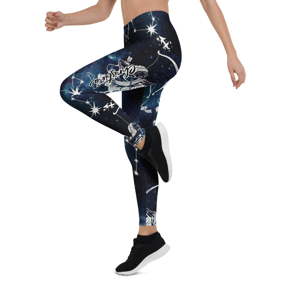 Personalisierte Damen Sportleggings Galaxie & Sternbilder Design Dunkelblau Fitness Yoga Leggings F607