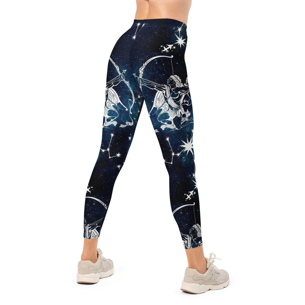 Personalisierte Damen Sportleggings Galaxie & Sternbilder Design Dunkelblau Fitness Yoga Leggings F607