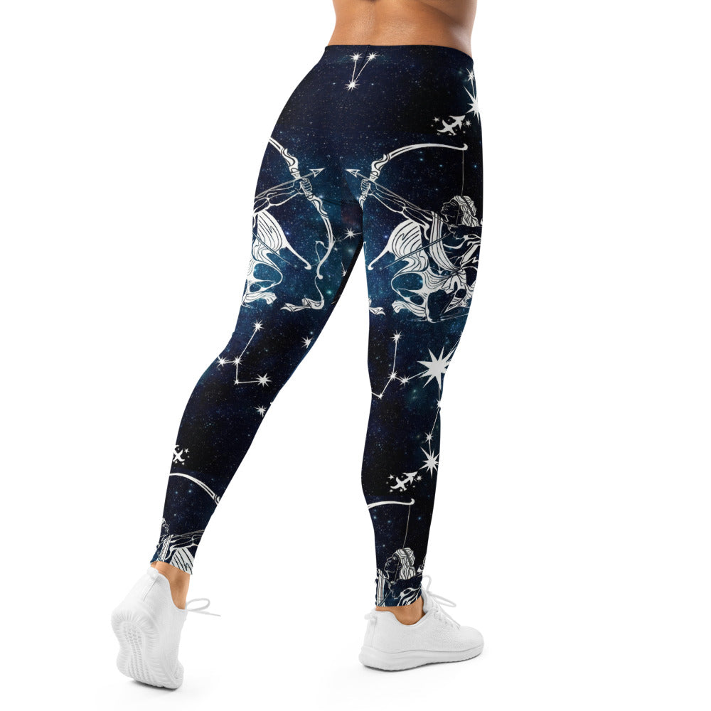 Personalisierte Damen Sportleggings Galaxie & Sternbilder Design Dunkelblau Fitness Yoga Leggings F607