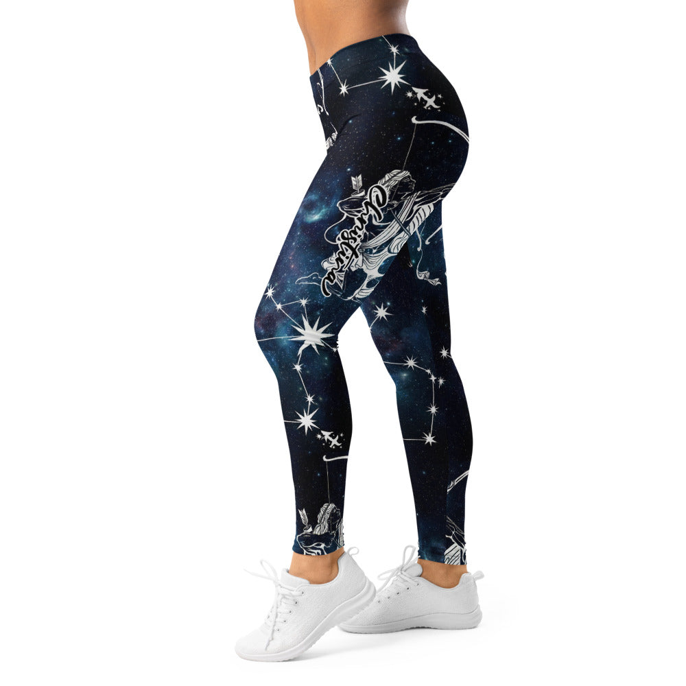 Personalisierte Damen Sportleggings Galaxie & Sternbilder Design Dunkelblau Fitness Yoga Leggings F607