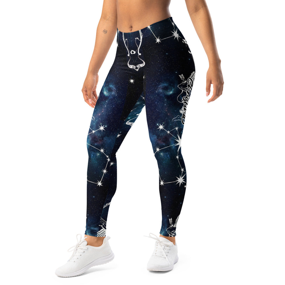 Personalisierte Damen Sportleggings Galaxie & Sternbilder Design Dunkelblau Fitness Yoga Leggings F607