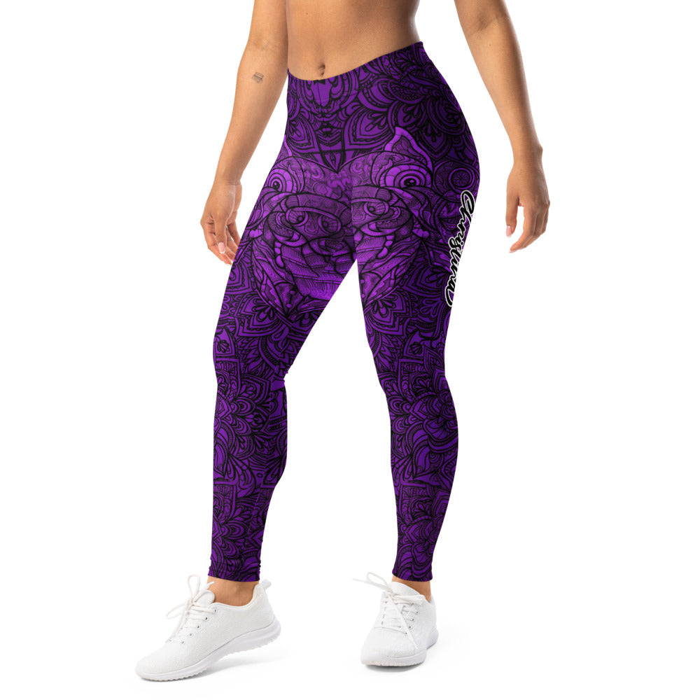 Personalisierte Damen Sportleggings Mandala Muster Lila Schwarz Fitness Yoga Leggings X822