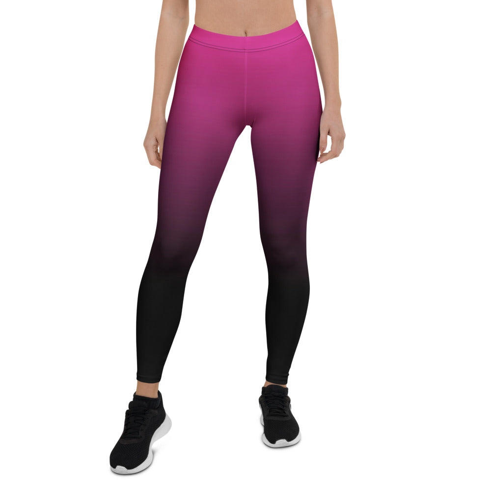 Personalisierte Damen Sportleggings Farbverlauf Pink Schwarz Fitness Leggings Yoga Hose Ombre O543