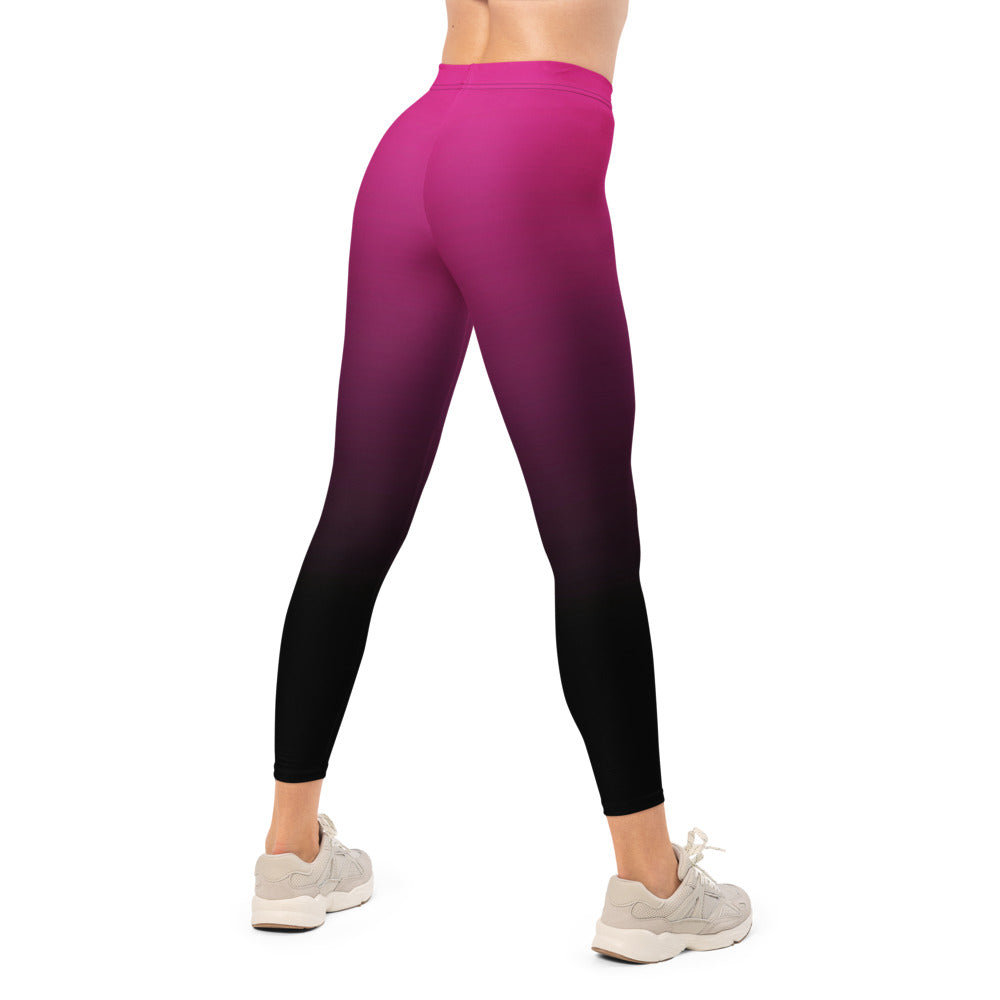 Personalisierte Damen Sportleggings Farbverlauf Pink Schwarz Fitness Leggings Yoga Hose Ombre O543