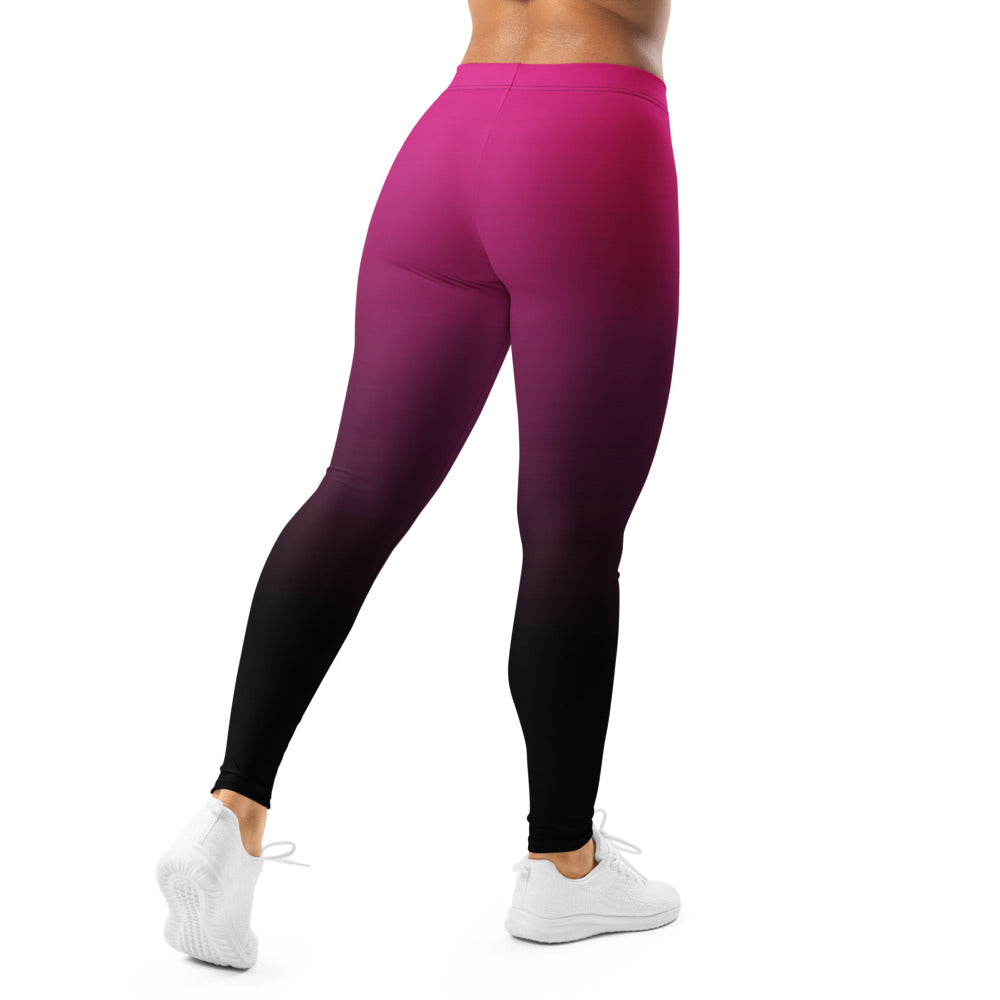 Personalisierte Damen Sportleggings Farbverlauf Pink Schwarz Fitness Leggings Yoga Hose Ombre O543