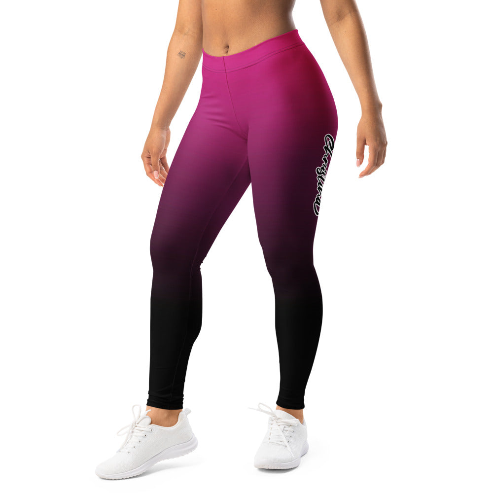 Personalisierte Damen Sportleggings Farbverlauf Pink Schwarz Fitness Leggings Yoga Hose Ombre O543