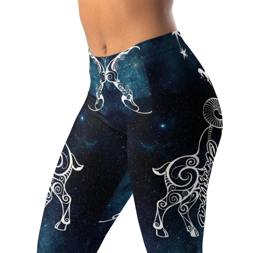 Personalisierte Damen Sportleggings Steinbock Sternzeichen Galaxy Design Fitness Yoga Hose Blau Schwarz T153