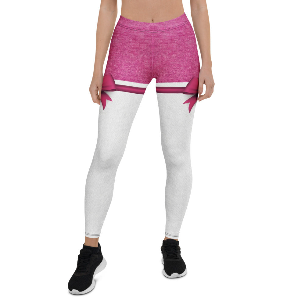 Personalisierte Damen Sportleggings Pink Weiß Schleifen-Design Fitness Leggings Yoga Hose Y887