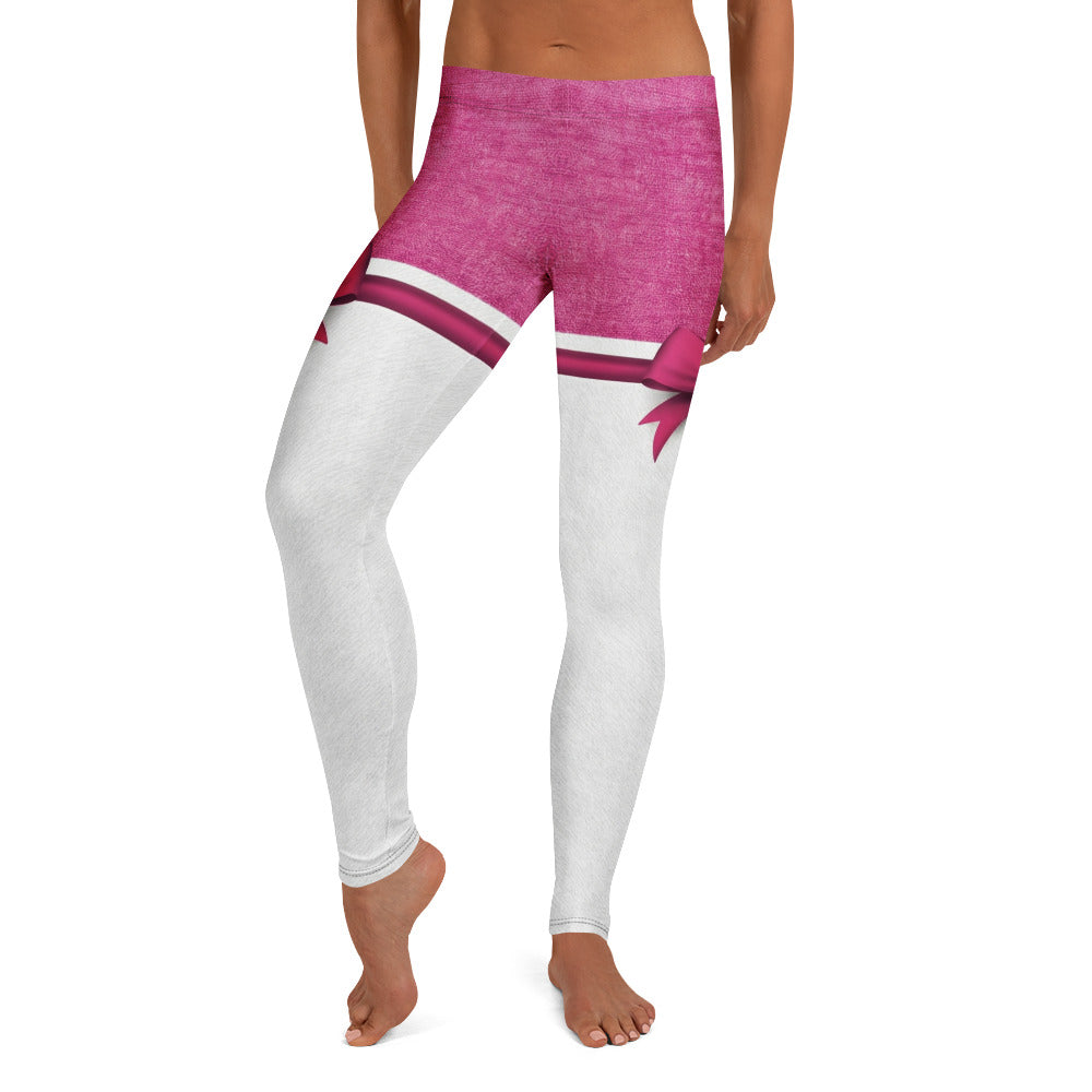 Personalisierte Damen Sportleggings Pink Weiß Schleifen-Design Fitness Leggings Yoga Hose Y887