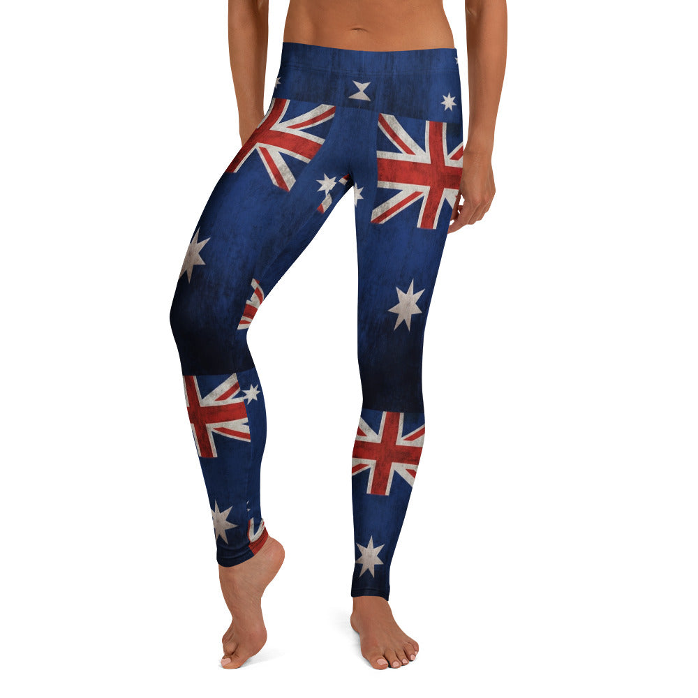 Personalisierte Damen Sportleggings Australien Flagge Vintage Design Fitnesshose Blau Rot J260