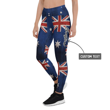 Personalisierte Damen Sportleggings Australien Flagge Vintage Design Fitnesshose Blau Rot J260 - XL
