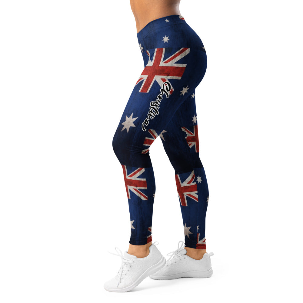 Personalisierte Damen Sportleggings Australien Flagge Vintage Design Fitnesshose Blau Rot J260