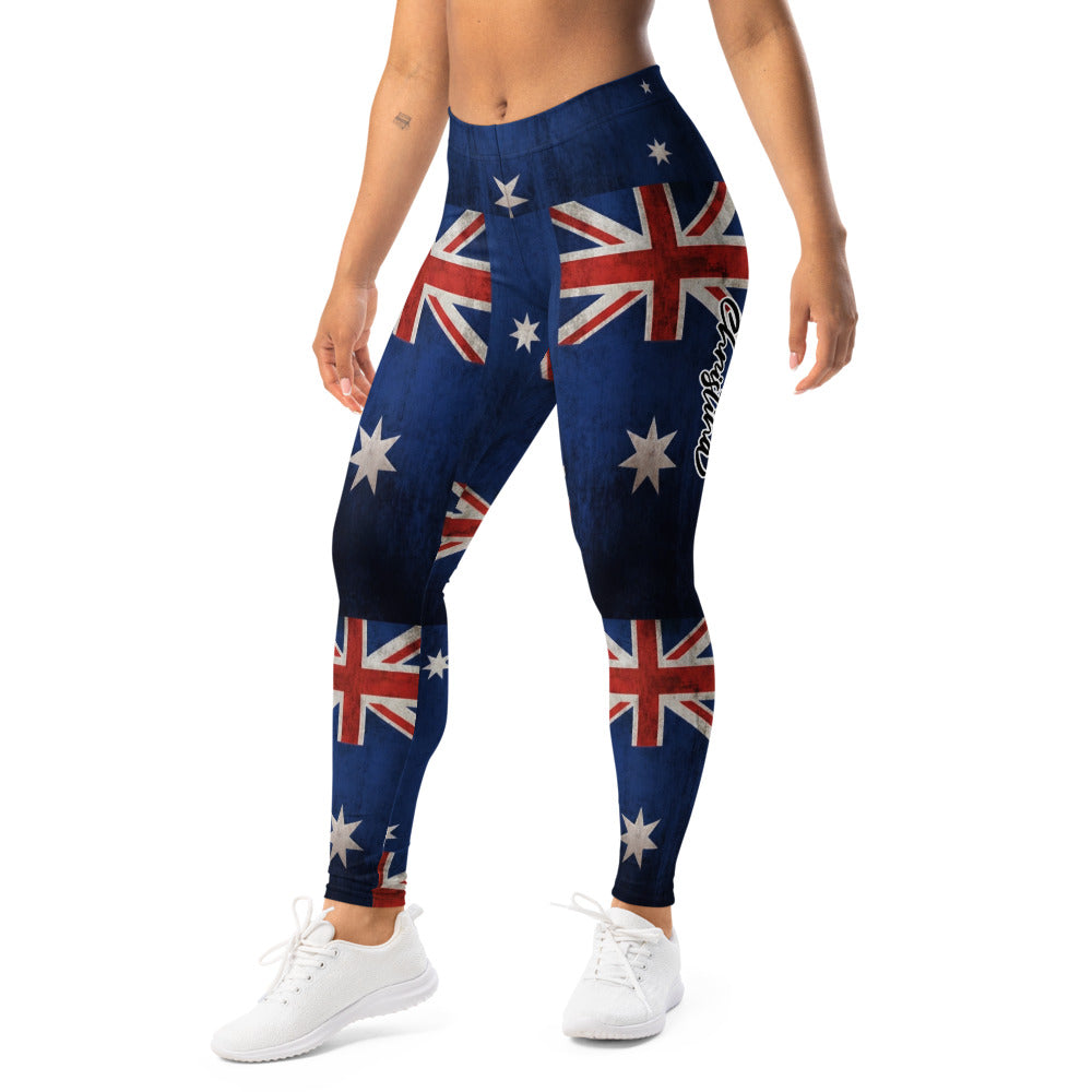 Personalisierte Damen Sportleggings Australien Flagge Vintage Design Fitnesshose Blau Rot J260