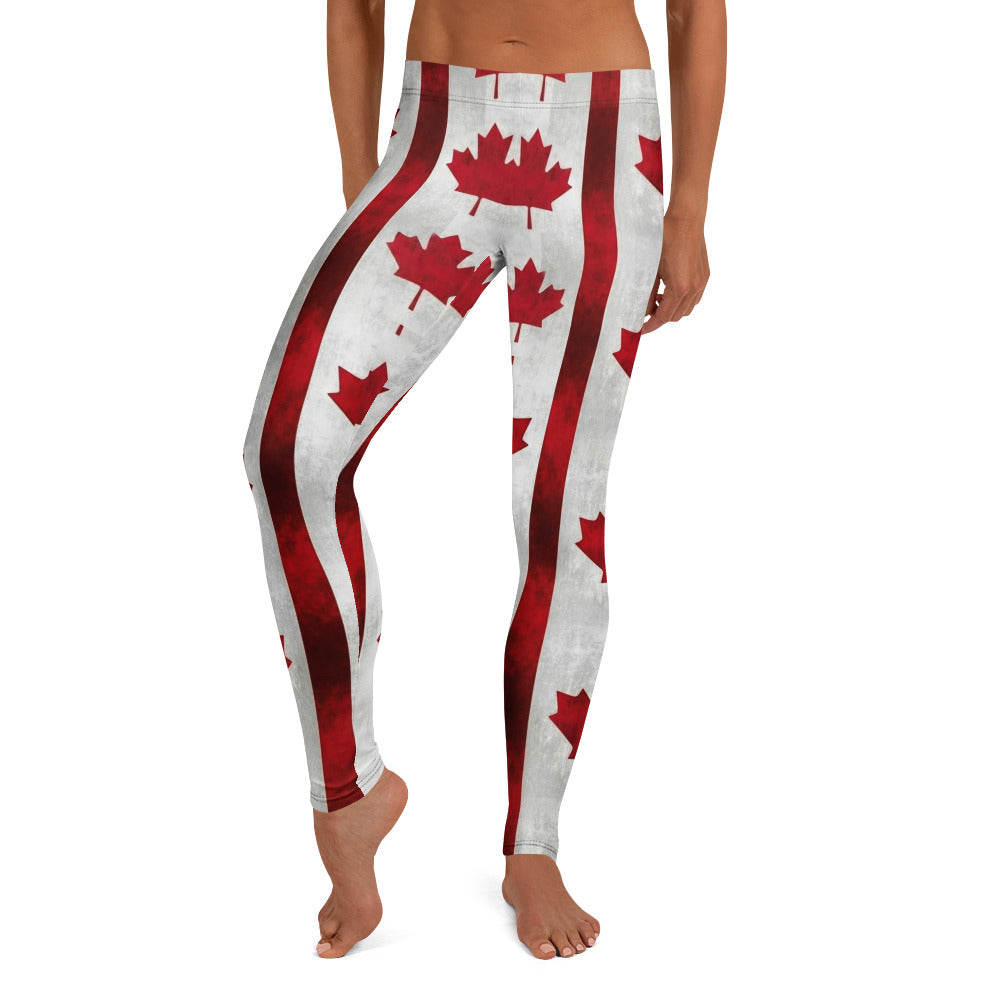 Personalisierte Damen Sportleggings Kanada Design Rot Weiß Fitness Leggings Ahornblatt Muster K531